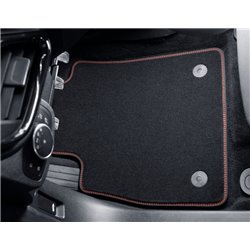 Tapis de sol velours premium arrière, noir avec surpiqûres rouges Fooord