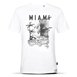 T-shirt Ford Mustang Miami Sunset, blanc