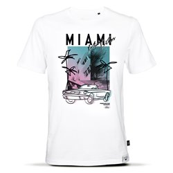 T-shirt Ford Mustang Miami Sunset, blanc