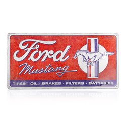 Plaque métal Ford Mustang emblème Horse & Stripes rouge