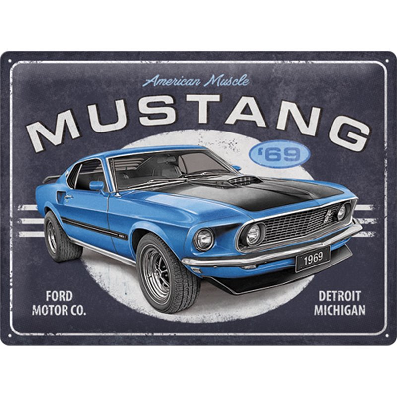 Plaque métal Ford Mustang 1969 Mach 1 Classique