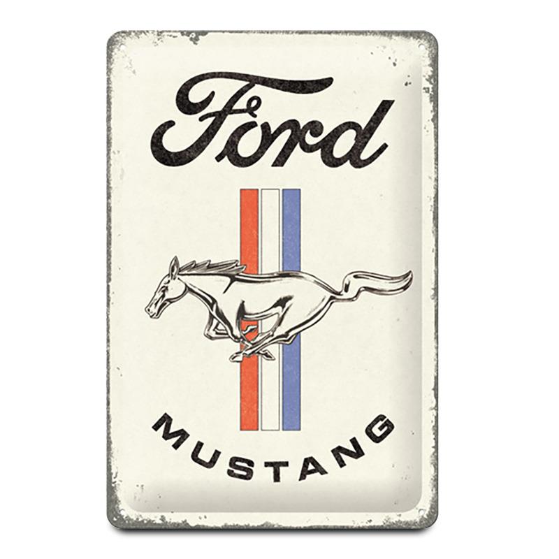 Plaque métal Ford Mustang & Stripes